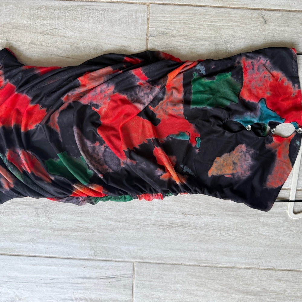 Multicolor Strapless Dress